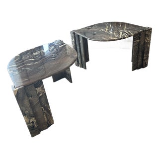 Italian Marble “Eye” End Tables Attributed to Roche Bobois - A Pair For Sale