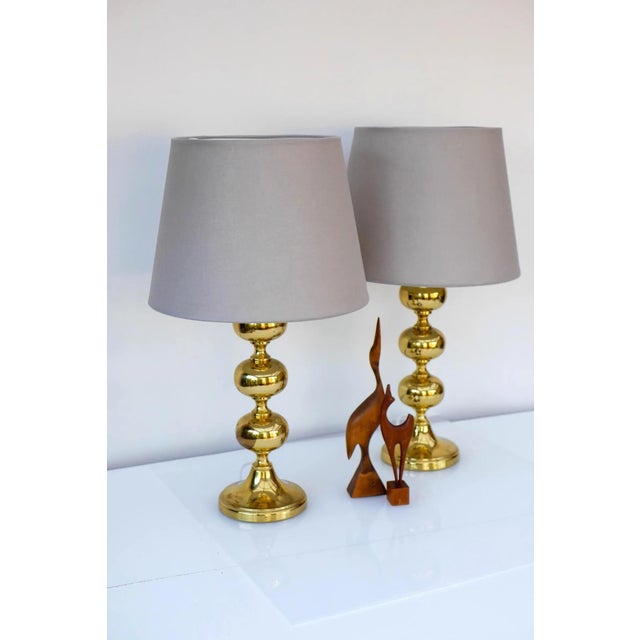 Scandinavian Modern Space Age Brass Table Lamps from Nafa, Sweden, 1970s, Set of 2 For Sale - Image 11 of 18