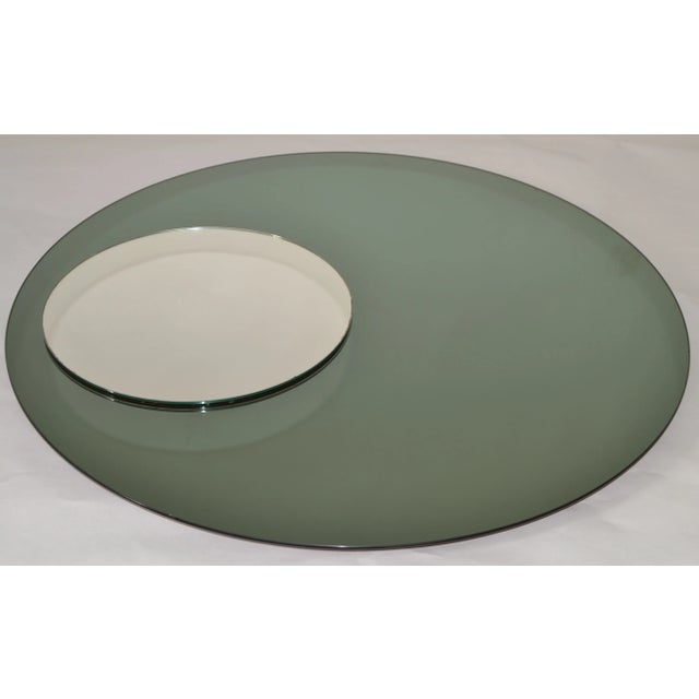 Fontana Arte Style Round Double Glass Wall Mirror Italy Mid-Century Modern 1970 For Sale - Image 12 of 12