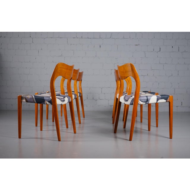 Model 71 Dining Chairs in Dedar Fabric by Niels Otto Møller for JL Møllers, 1950s For Sale - Image 9 of 11