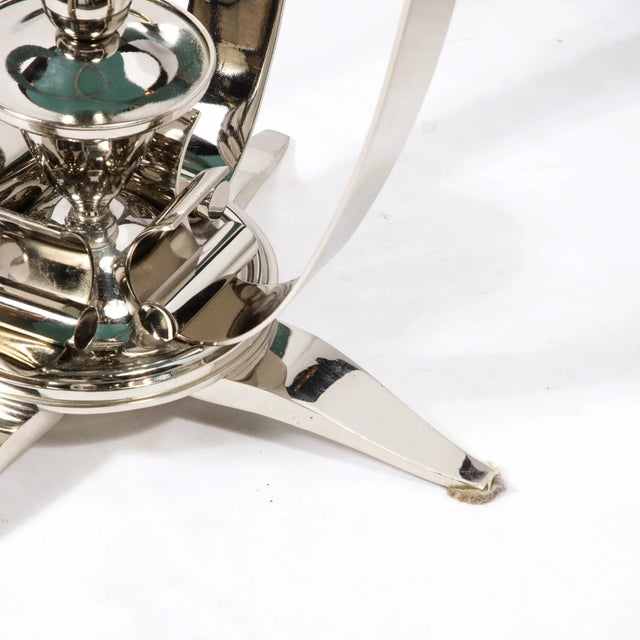 Art Deco Style Polished Nickel Side/End Table With a Round Mirror Top For Sale - Image 9 of 9