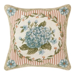 Victorian Hydrangea Needlepoint Pillow For Sale