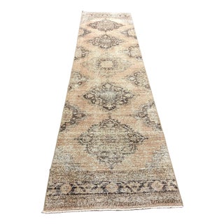 Turkish Faded Peach Oushak Runner Rug For Sale