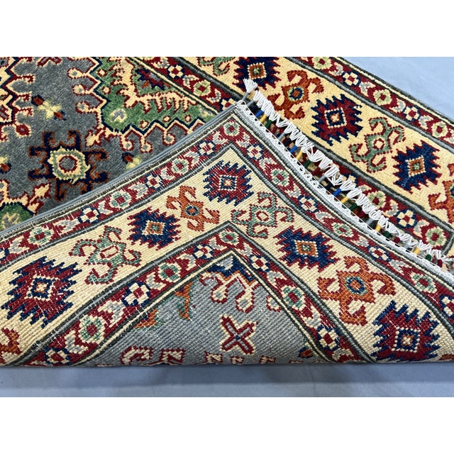 Gray, Cream and Red Kazak Wool Runner Rug, Tribal Hallway Rug, 2'10" X 6'7" For Sale - Image 15 of 15