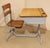 Mid-20th century American Seating Company Child's School Desk. Made in Grand Rapids, MI. Metal with maple & bird's eye...
