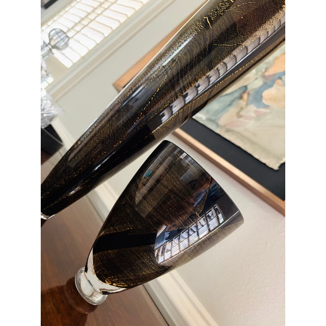 Pair of 1970s Theresienthal Black and Gold Art Glass Vases, Attributed For Sale - Image 14 of 14