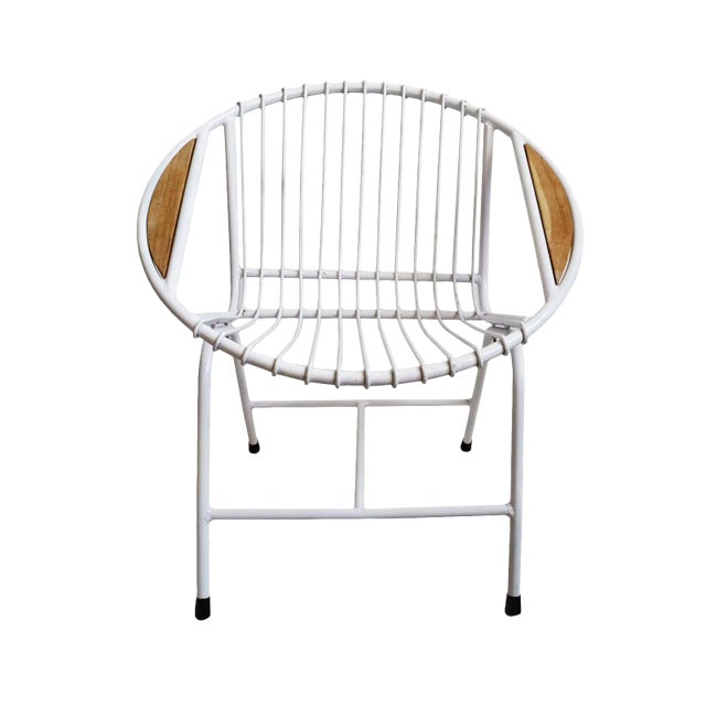 Retro Ring White Iron Outdoor Chair For Sale