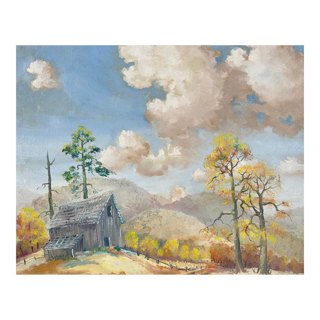 Fall in the California Foothills Original Oil Painting 1950s For Sale