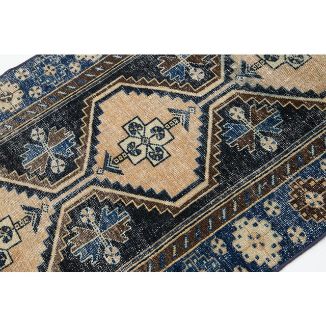 Blue Vintage Persian Wool Rug With Tribal Design For Sale - Image 4 of 8