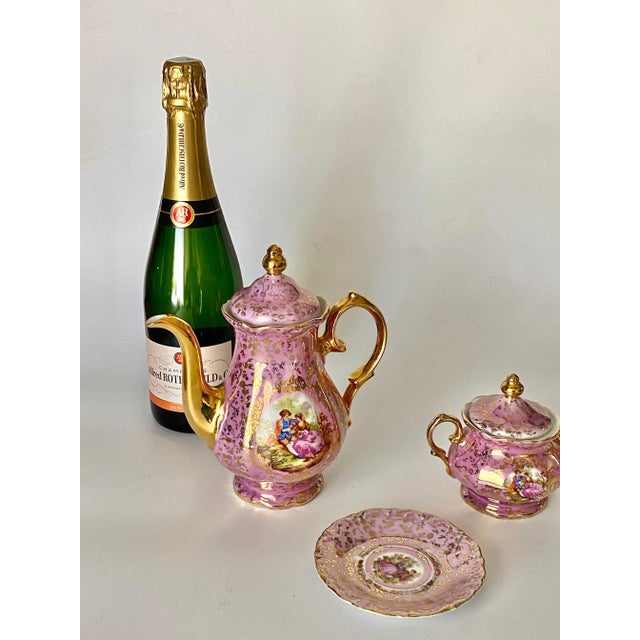 German Pink and Color Porcelain Coffee Tea Service, Germany, 1950s For Sale - Image 11 of 12