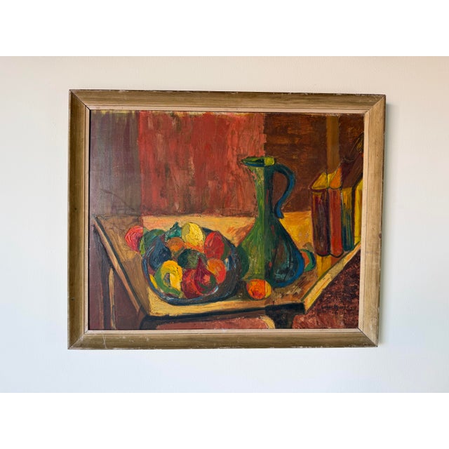 Mid-Century Modern 1970’s Lila Mirsky Mid-Century Modern Still Life Oil on Masonite Painting – Wood Framed For Sale - Image 3 of 12