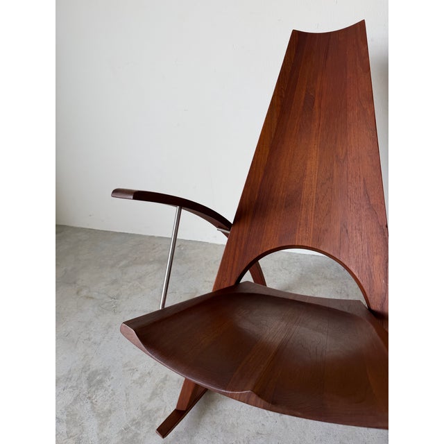 1973 Leon Meyer California Studio Modern Sculptural Teak Rocking Chair For Sale In Miami - Image 6 of 12