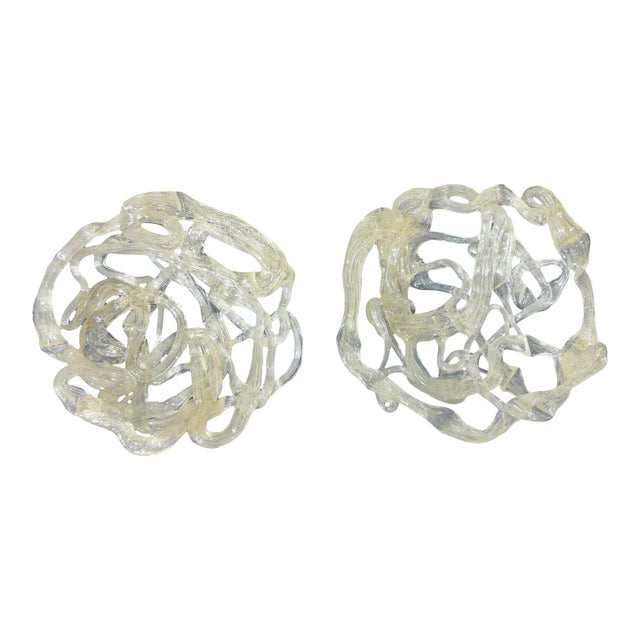 Pair of Vintage Murano Art Glass "Spaghetti" Decorative Discs, Wall Hanging For Sale