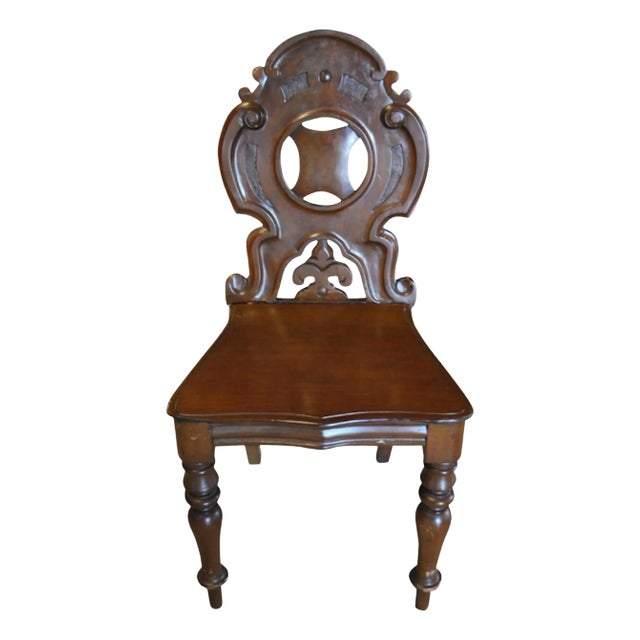 Good Single English Mahogany Hall Chair For Sale