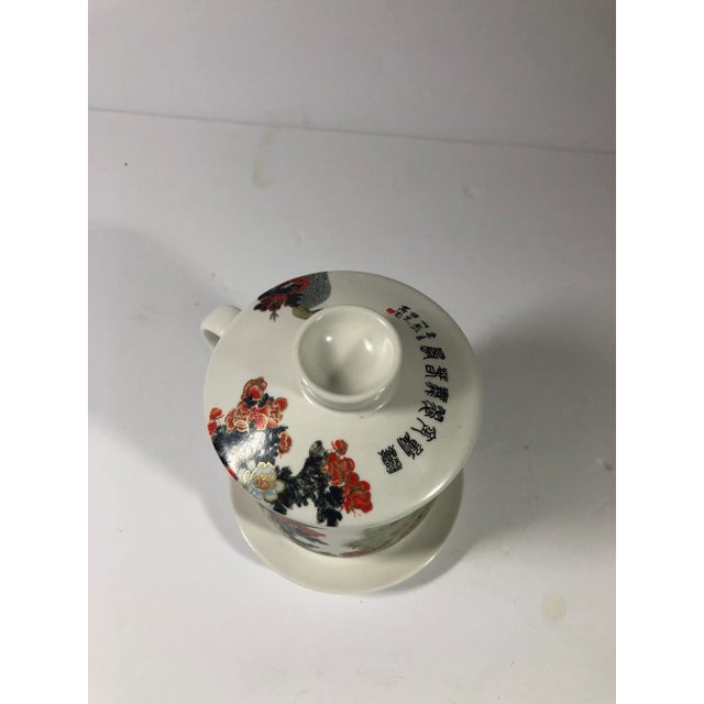Teavana Ceramic Porcelain Tea Cup, Saucer & Infuser With Lid For Sale - Image 4 of 9