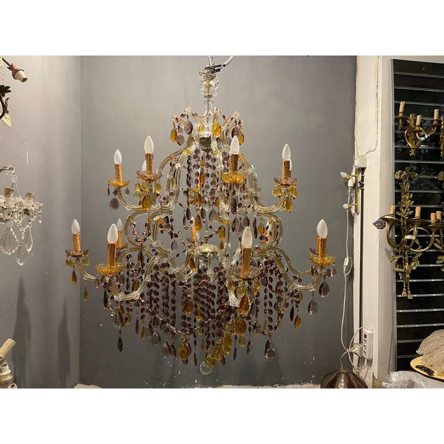 Large Murano Crystal Chandelier, 1960s For Sale - Image 6 of 18