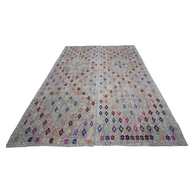 Modern vintage handwoven kilim rug from Adana region of Turkey. Approximately 50-60 years old. In very good condition