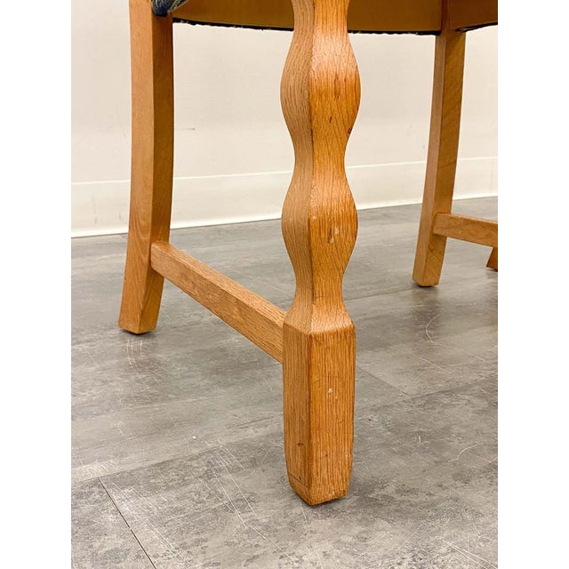 6 Blue Danish Modern Oak Dining Chairs Set Circa 1960's. For Sale - Image 9 of 12