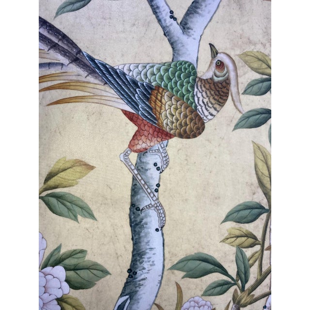 Yellow 36"*72", Pearl Silk, a Set of 18th Century Style Chinoiserie Handmade Wall Panels, Vintage , Antique Style, Chinoiserie, Interior Wall Decor For Sale - Image 8 of 12