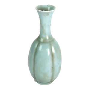 Chinese Celadon Porcelain Melon Ribbed Vase Signed 20thC