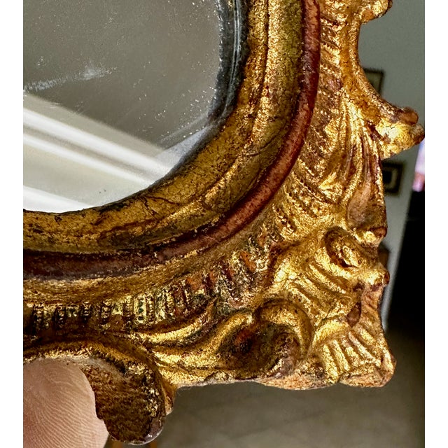 Mid-Century Italian Giltwood Florentia Accent Mirrors - A Pair For Sale In Palm Springs - Image 6 of 16