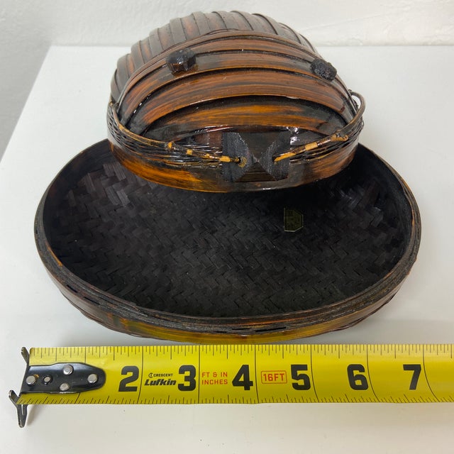 Mid 20th Century Vintage Bug Beetle Bamboo Tiffin Basket – Made in Taiwan For Sale - Image 9 of 10