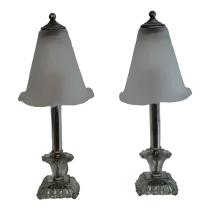 Pair of 1930s Petite Art Deco Crystal Lamps.