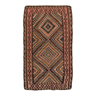 1960s Vintage Turkish Kilim Multicolor Handmade Tribal Wool Rug For Sale