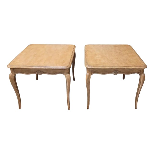 1950s Pair of Country French End Table Blonde Finish For Sale