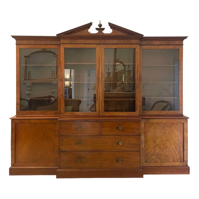 Large George III Mahogany Breakfront Bookcase, 1800s For Sale