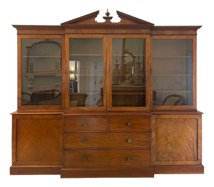 Large George III Mahogany Breakfront Bookcase, 1800s