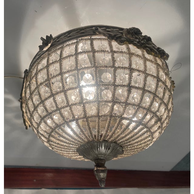 Crystal Beaded Flush Mount, 1980s For Sale - Image 11 of 13