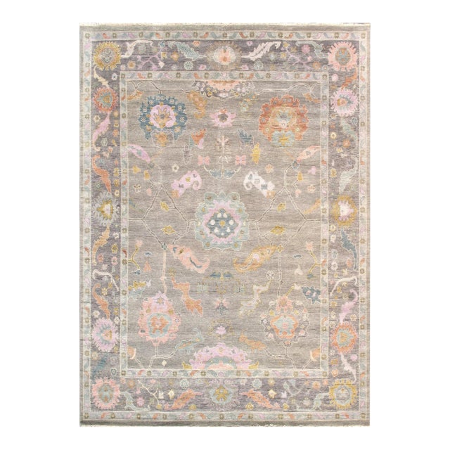Pasargad Home Oushak Silver Wool Area Rug- 7'10'' X 8' 0'' For Sale