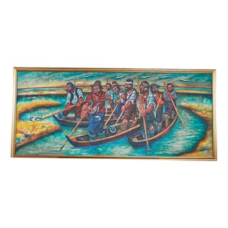 Bruno Fantini, Young Fishermen, 2000s, Oil on Canvas For Sale