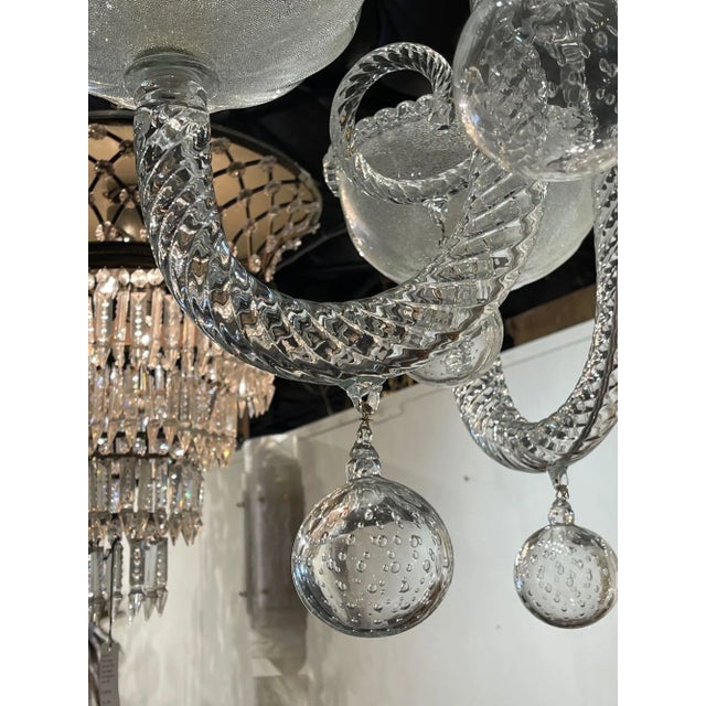 Modern Murano Glass Style 6 Arm Chandelier For Sale In Dallas - Image 6 of 9