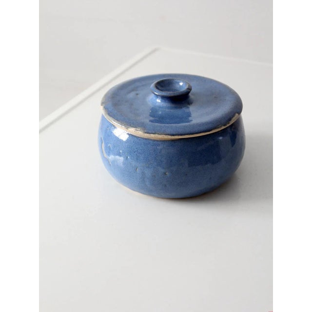 Blue Vintage Studio Pottery Bowl With Lid For Sale - Image 8 of 10