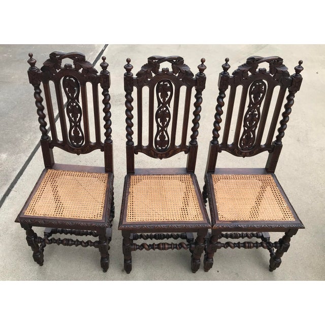 Antique Carved Barley Twist Cane Seat Dining Chairs Set of 6 Chairish