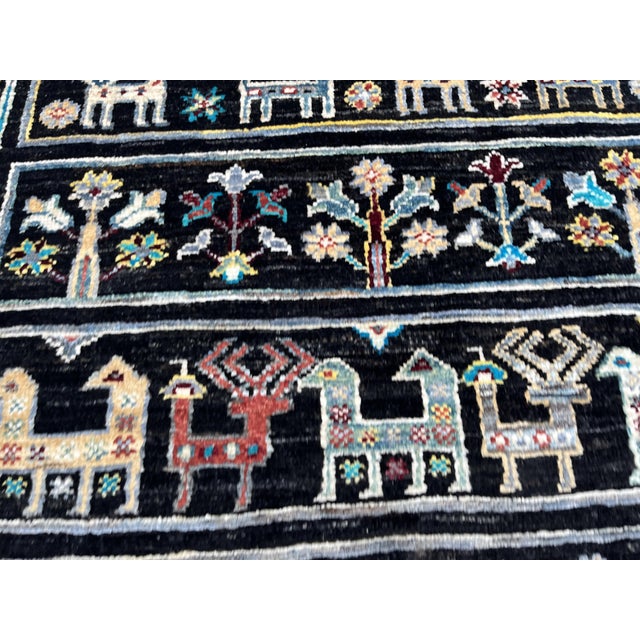 Black Hand-Knotted Persian Bakhtiari Runner on Black, 2'7" X 11'6" For Sale - Image 8 of 12