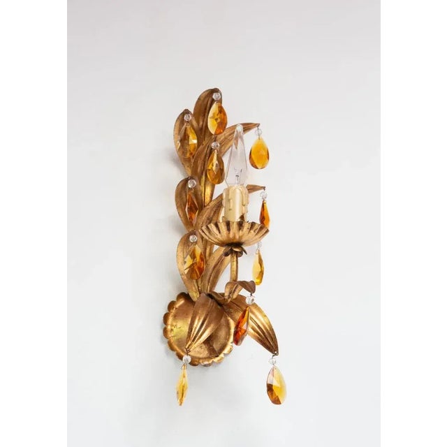 Vintage Italian Gold Metal Wall Light, 1970s For Sale - Image 4 of 7