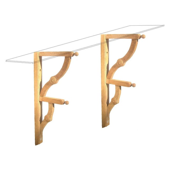 Large Vintage Wood Architectural Elements / Brackets, Pair For Sale - Image 9 of 10