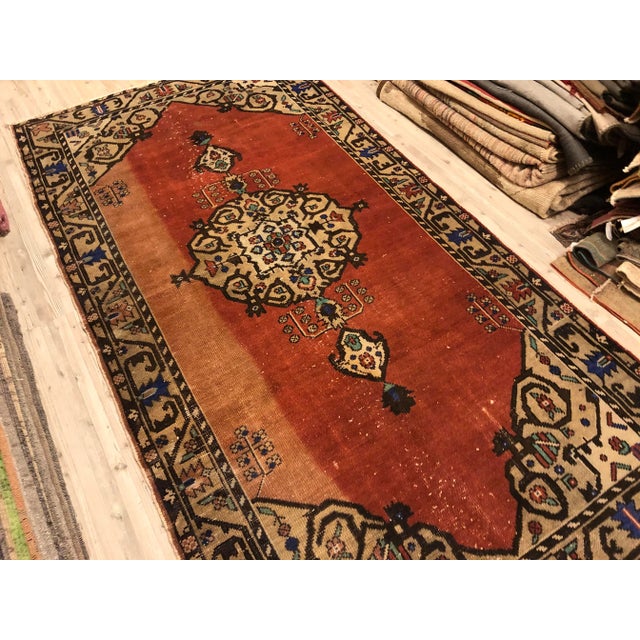 Textile 1960s Oushak Vintage Tribal Rug For Sale - Image 7 of 11