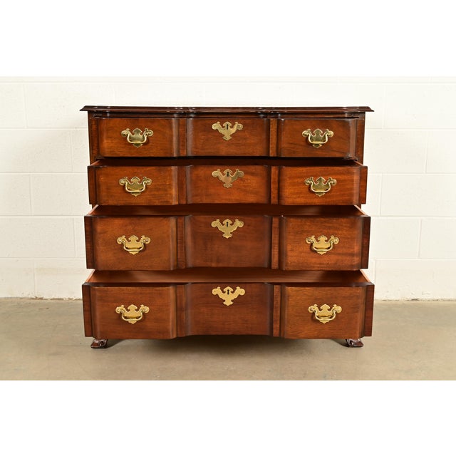 Councill Furniture Councill Furniture Georgian Carved Solid Mahogany Block Front Chest of Drawers For Sale - Image 4 of 13