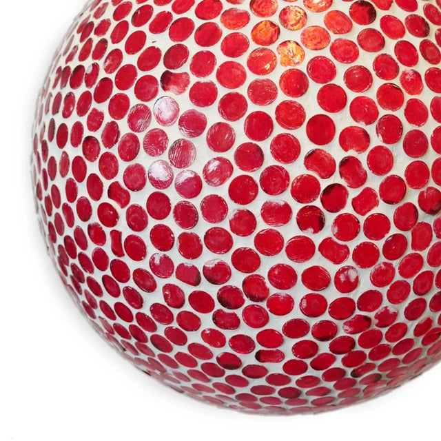 Indian Cherry Red Mosaic Globe Pendant Light Small For Sale - Image 3 of 7
