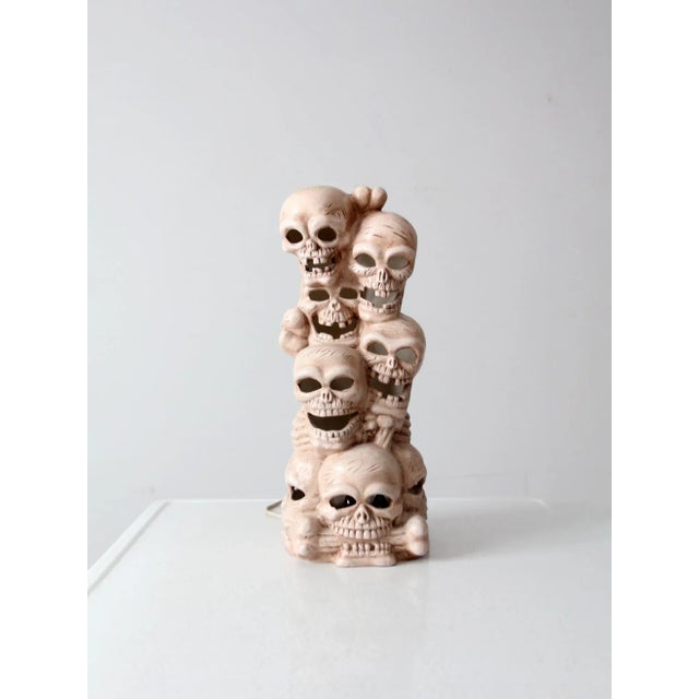 Vintage Lighted Ceramic Skull Stack For Sale - Image 6 of 9