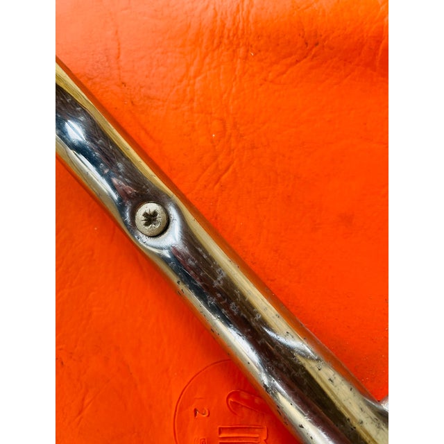 Mid-Century Orange Skaï and Chrome Stool from J L, 1970s For Sale - Image 15 of 18