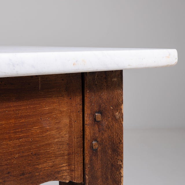 White French Butcher's Table with Marble Top, Antique, France, Circa 1900 For Sale - Image 8 of 13