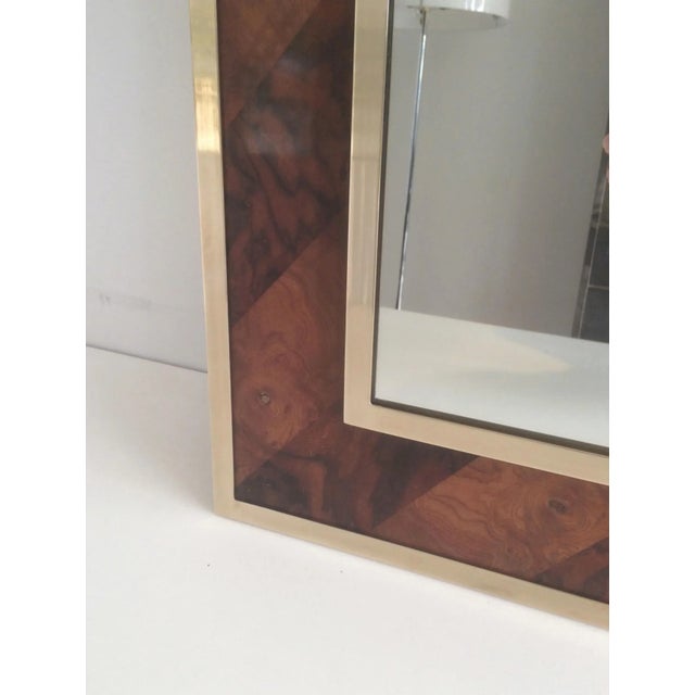 Mirror Made of a Burr Walnut Marquetry and Brass, circa 1960 For Sale - Image 4 of 13