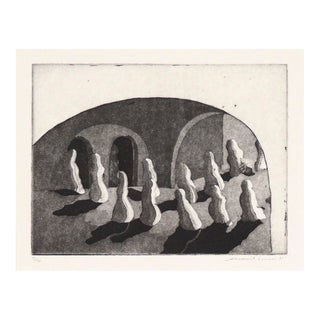 The Procession - Abstracted Figurative Lithograph in Ink on Paper For Sale