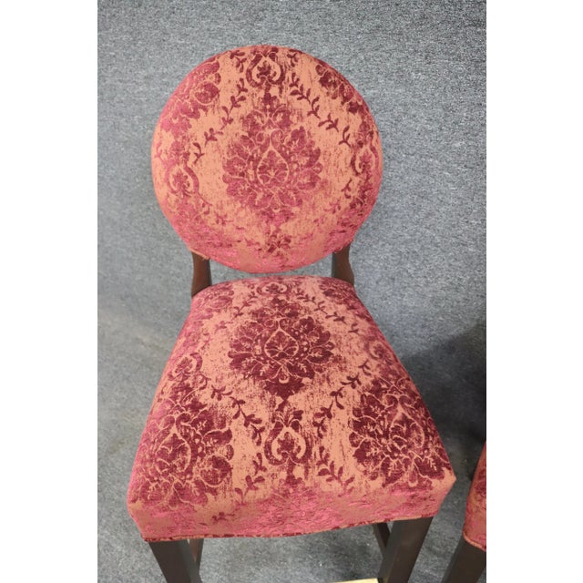 Early 21st Century Roundback Damask Upholstered Barstools/4 For Sale - Image 5 of 10