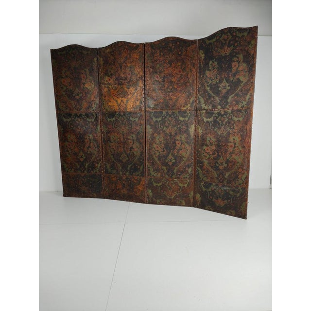 Belgian Embossed Leather Folding Screen For Sale - Image 9 of 17